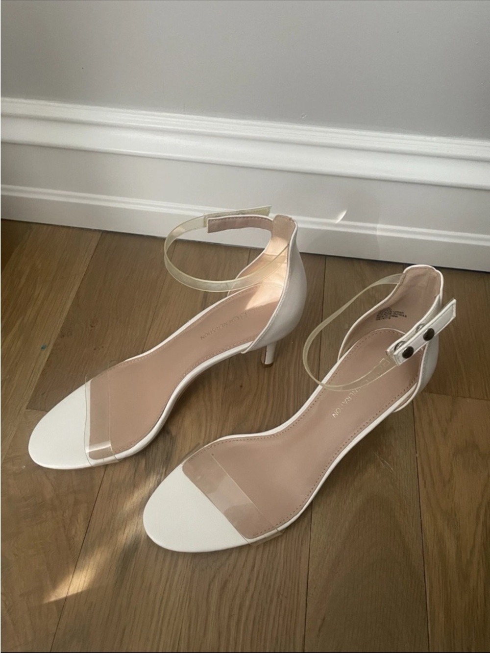 BCBGeneration White Clear-Strap Kitten Heel Sandals - Picture 3 of 6